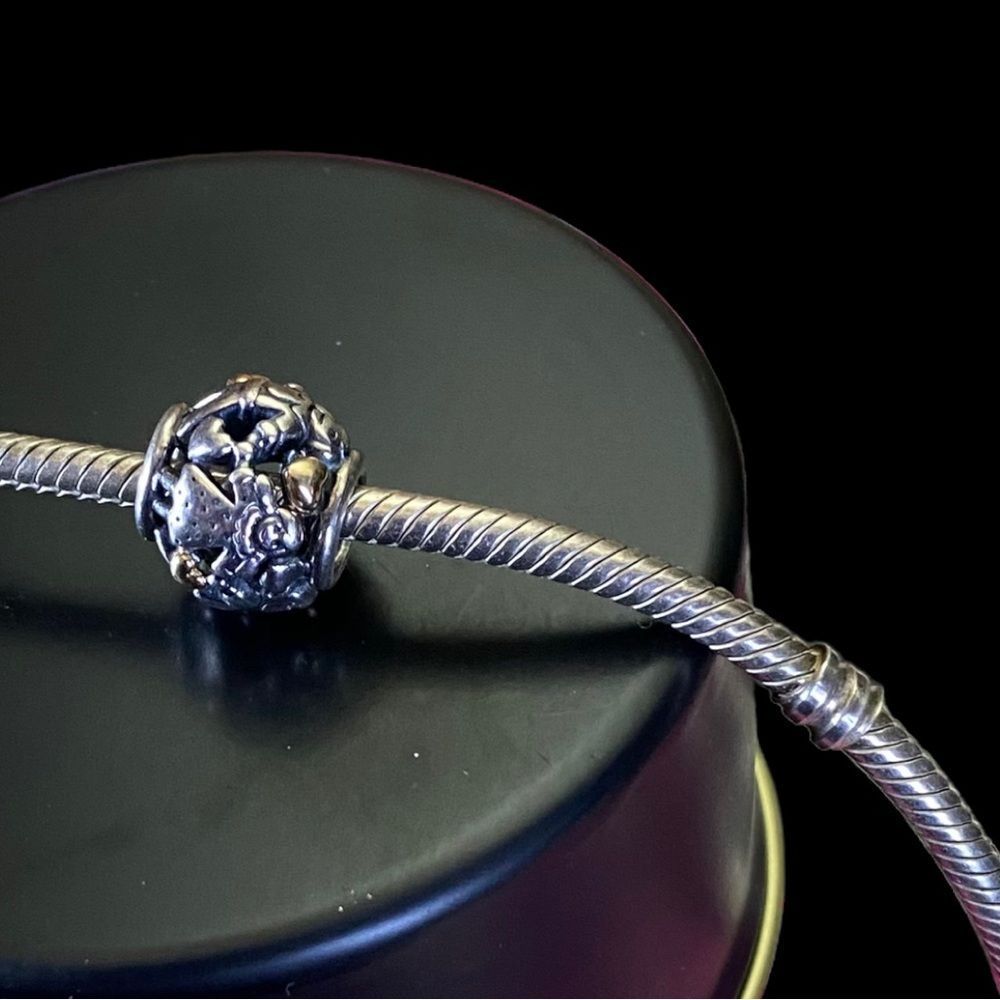 Authentic Pandora Sterling Silver & 14K Yellow Gold 2-Tone Family Forever Charm